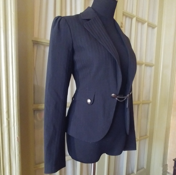 Mossimo Black Striped Blazer W/ Chain Closure XS - Picture 2 of 3